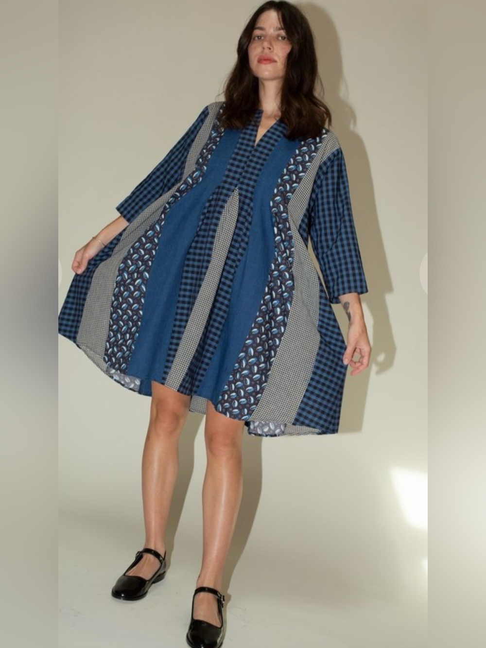 Caron Callahan Aria Dress in Mixed Indigos